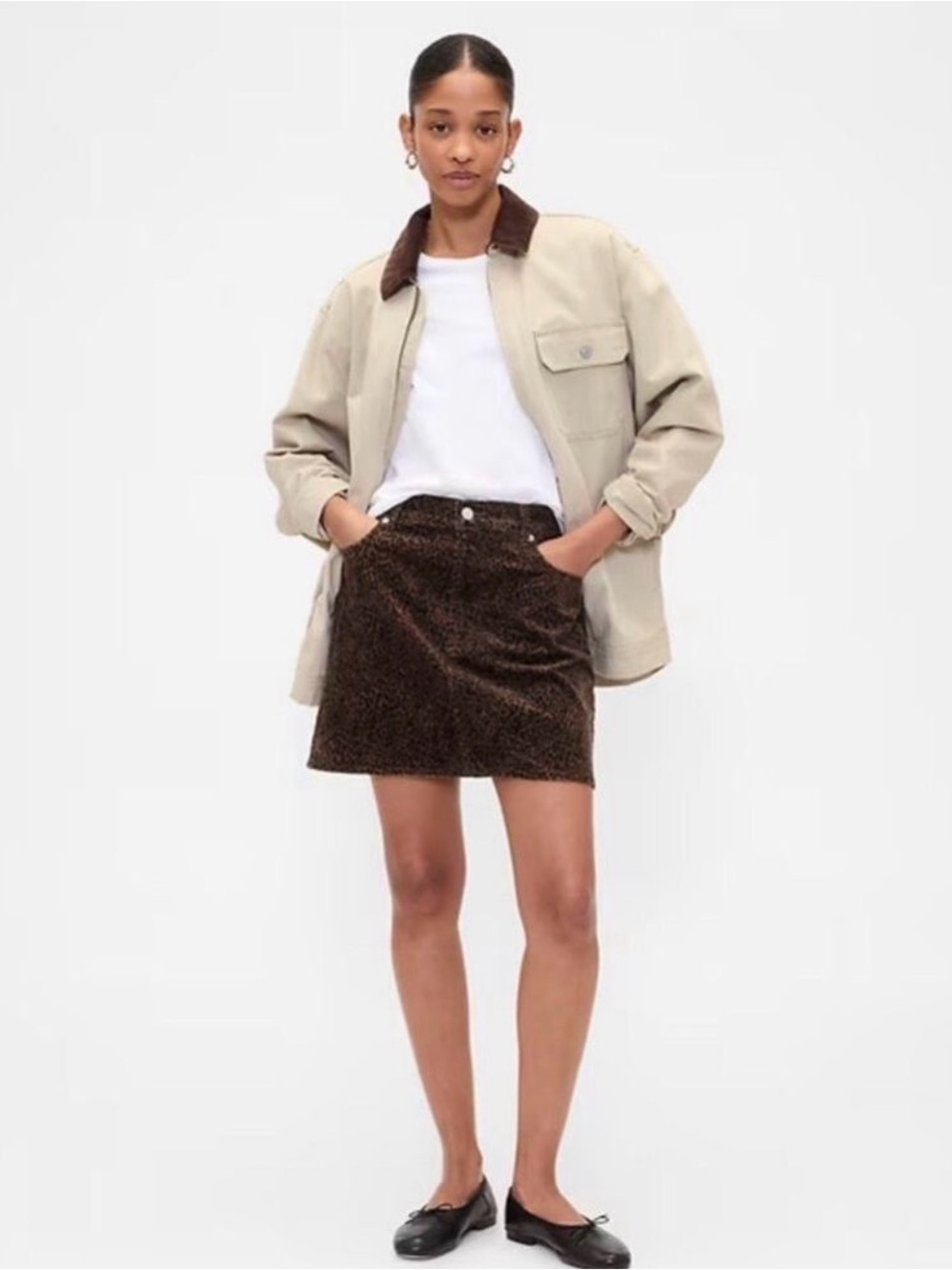 GAP Leopard Corduroy Mini Skirt
